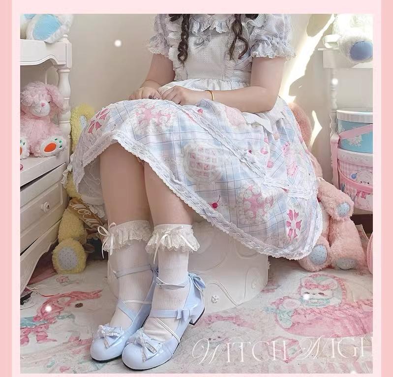 Sweet Lolita Round-toe Shoes with Low Heel and Bow Details 42555:746331