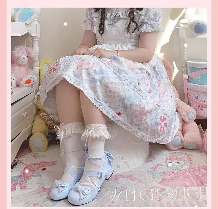 Sweet Lolita Round-toe Shoes with Low Heel and Bow Details 42555:746331