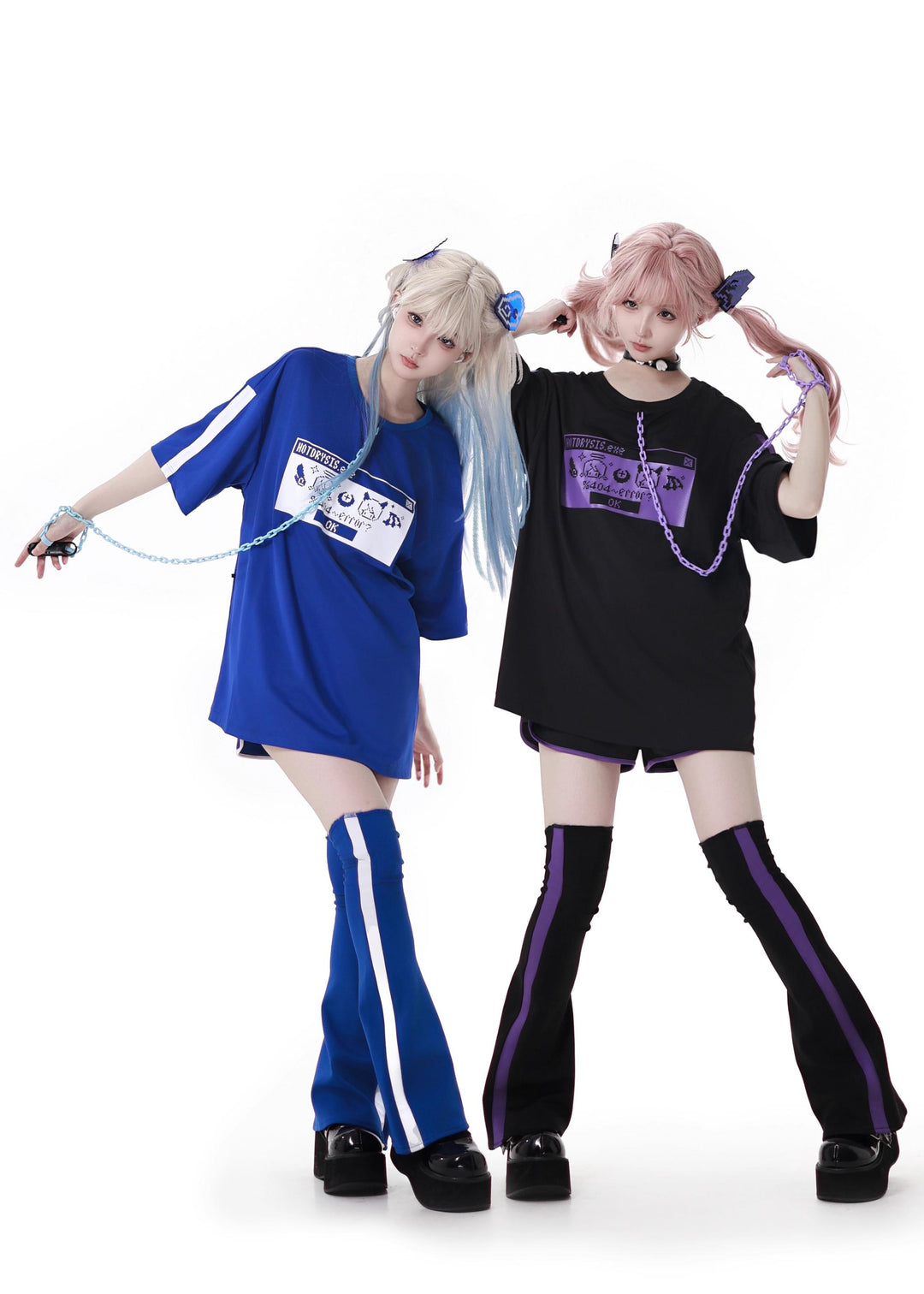 Subcul Jirai Kei T-shirt Outfit, Detachable Chain 43194:771519