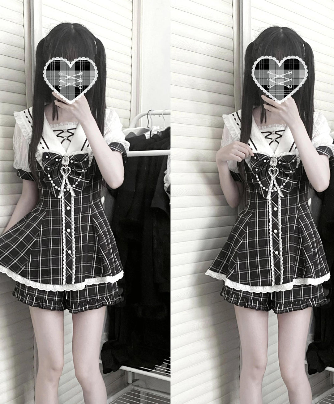 Jirai Kei Dress With Pearl Chain And Big Rhinestone Bow Tie 42813:764869