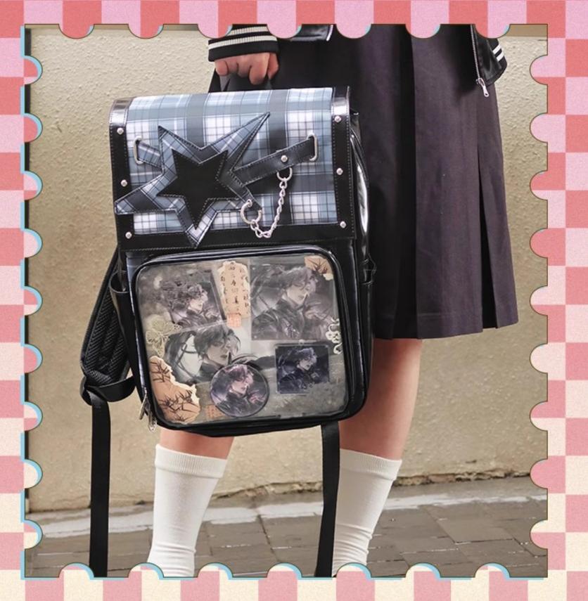 Subculture Ita Bag Plaid Star Large Capacity Ita Backpack 40120:665920