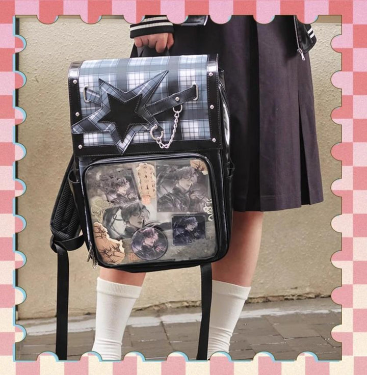 Subculture Ita Bag Plaid Star Large Capacity Ita Backpack 40120:665920