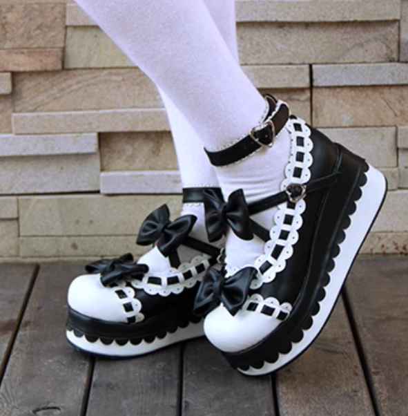 Lolita Shoes Platform Shoes With Bows And Laces 31792:370746