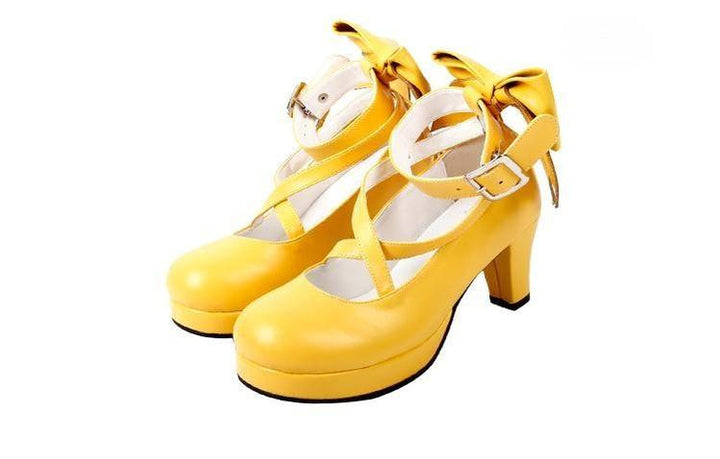 Lolita Shoes High Heel Shoes With Round Toe And Bow Ties Multicolor 31646:369092 31646:369092