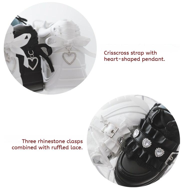 Subculture Platform Shoes, Heart-shaped Rhinestone 43619:781230