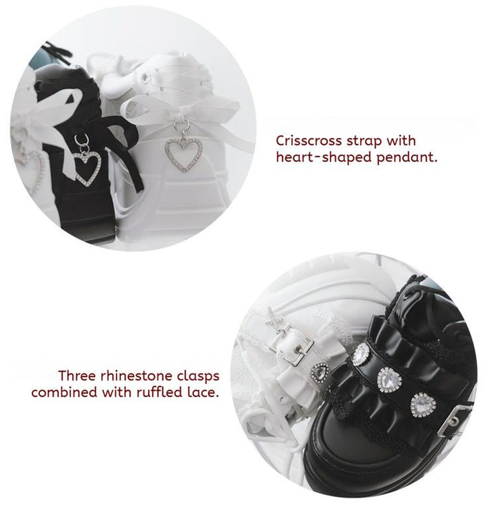 Subculture Platform Shoes, Heart-shaped Rhinestone 43619:781230