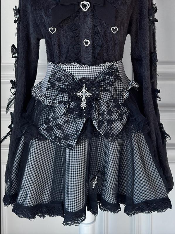 Jirai Kei Black Sweater Cardigan, Tulle Skirt (2XL L M XL) 44527:812166