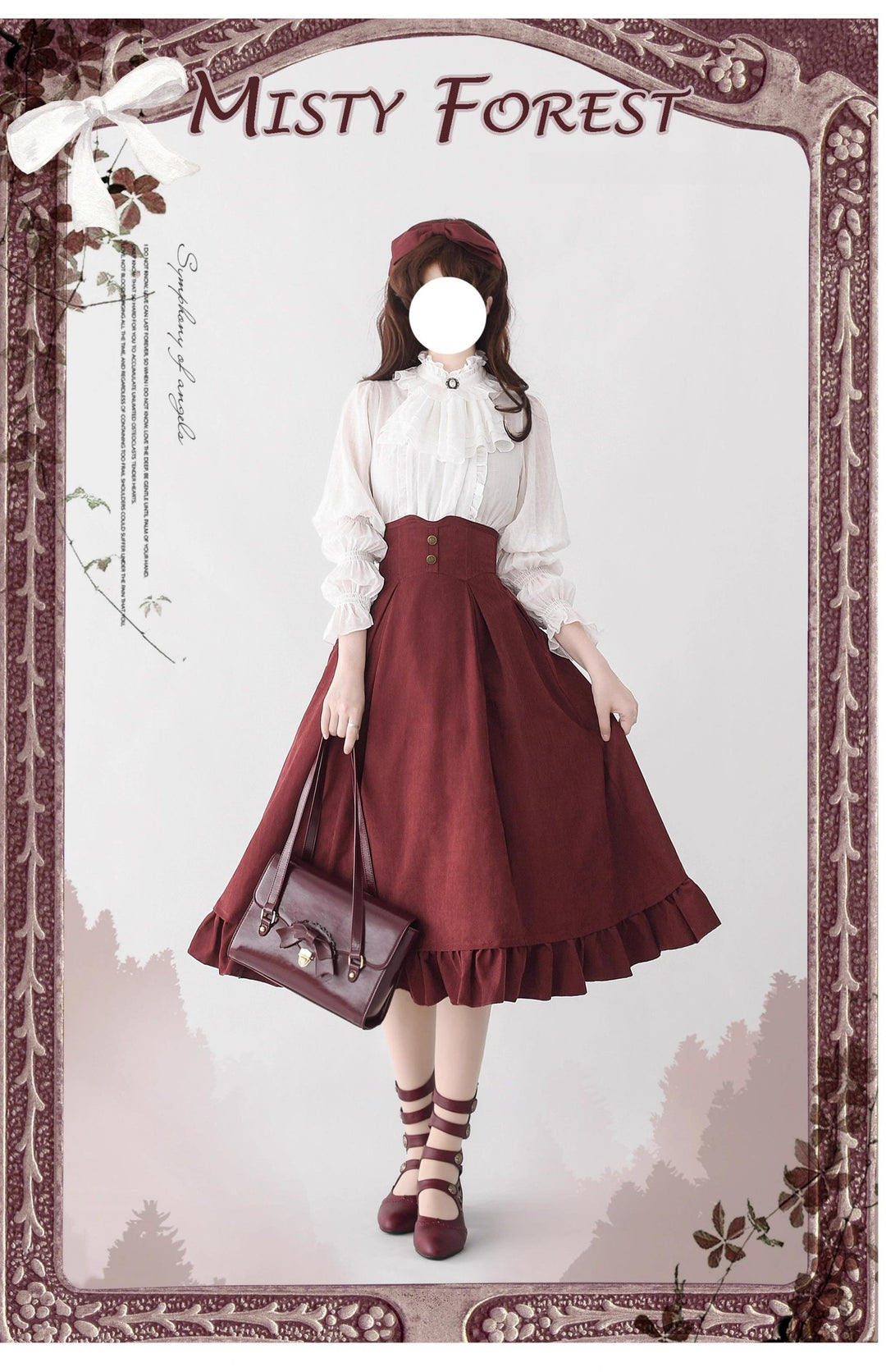 Classic Lolita A-Line Skirt + Button-Front Vest + White Blouse (2XL L M S XL) 40944:770486