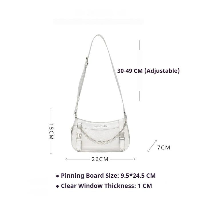 Y2K Style Ita Bag, Clear Window & Detachable Chain 43228:772325