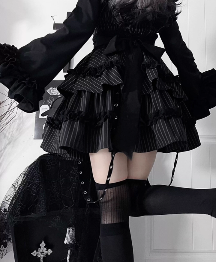 Subculture Off-Shoulder Dress, Tiered Ruffles 43873:789412