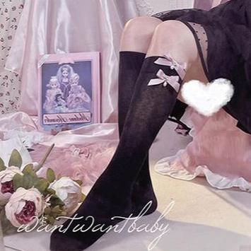Jirai Kei Socks Black White Pink Blue Bow Lace Socks 21754:320656