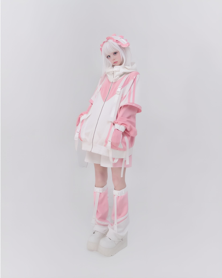Plus Size Tenshi Kaiwai Coat Set Multicolor Sporty Outfits (L M) 40332:658606