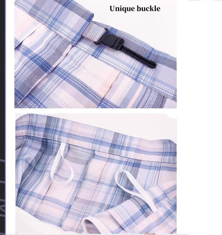 Mechanical Rabbit Print Shirt Purple Pleated Skirt 39060:612174