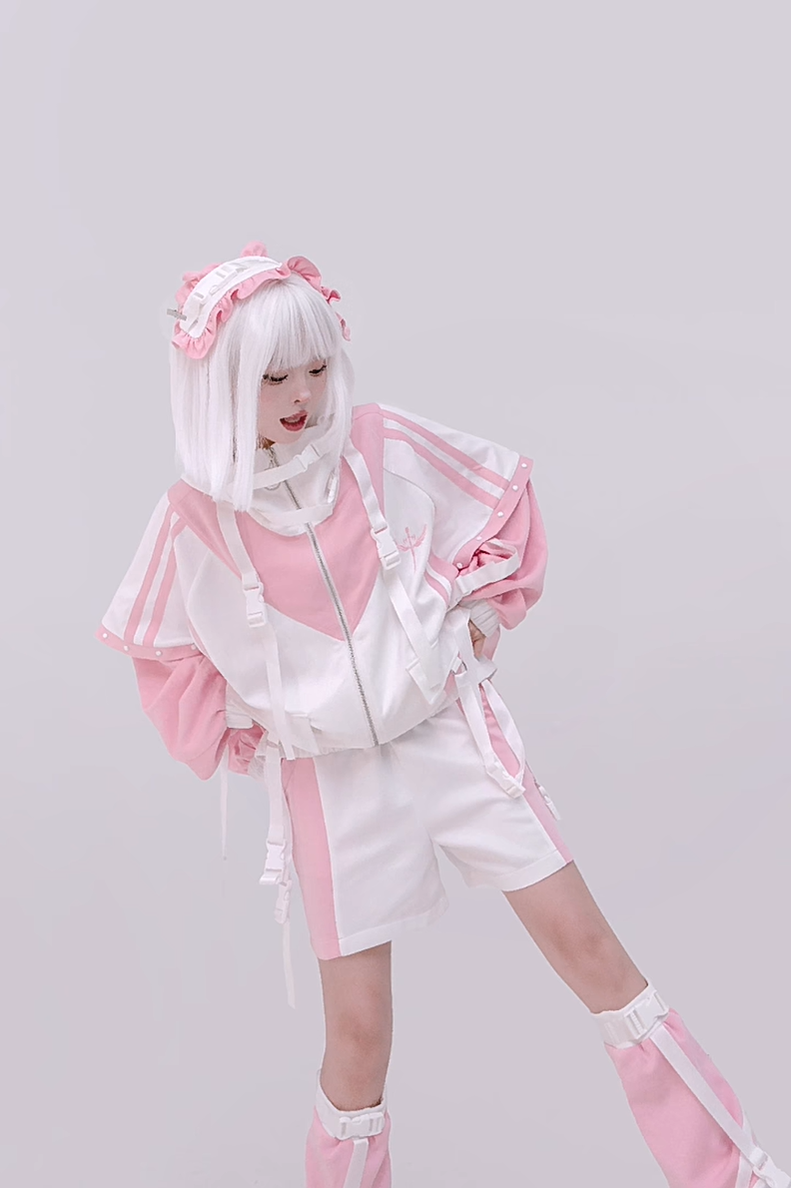 Plus Size Tenshi Kaiwai Coat Set Multicolor Sporty Outfits 40332:661552