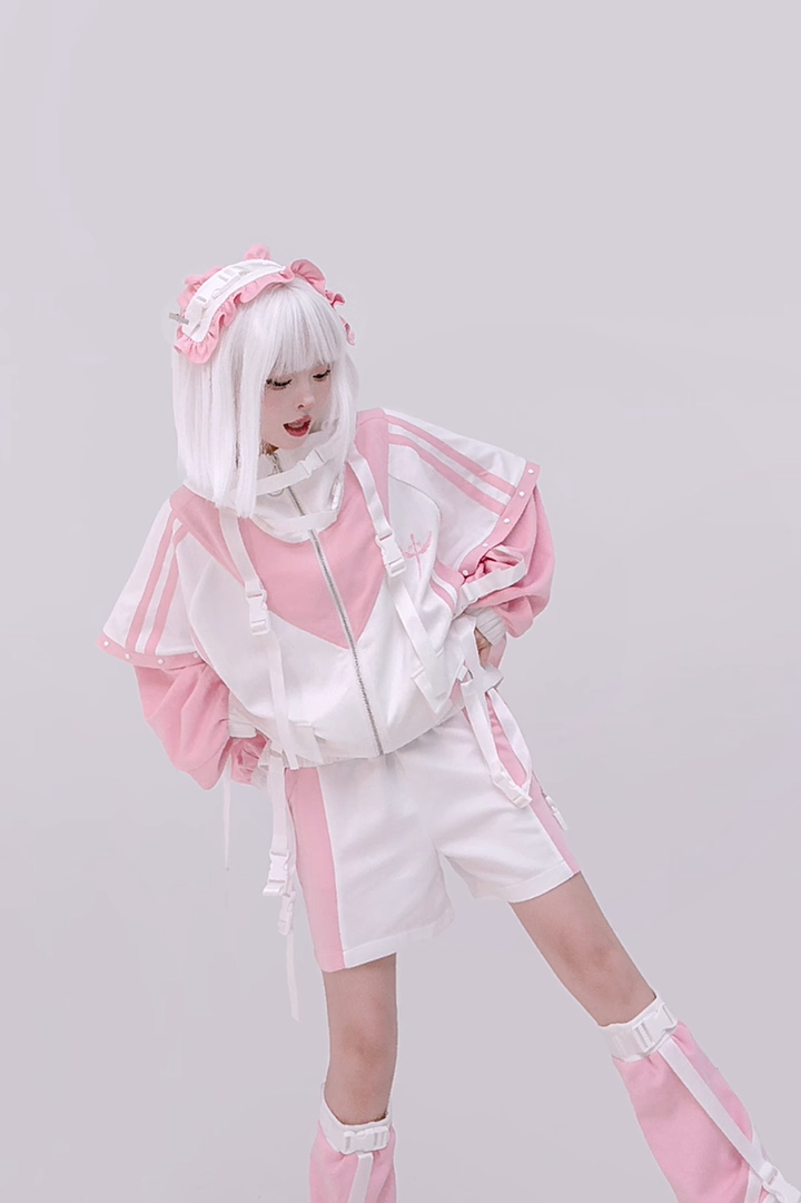 Plus Size Tenshi Kaiwai Coat Set Multicolor Sporty Outfits 40332:661552