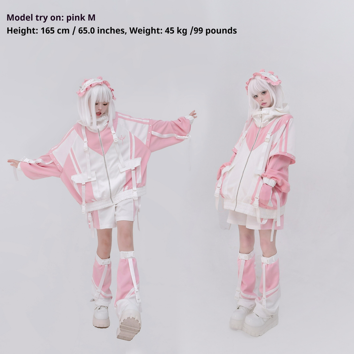 Plus Size Tenshi Kaiwai Coat Set Multicolor Sporty Outfits 40332:658420