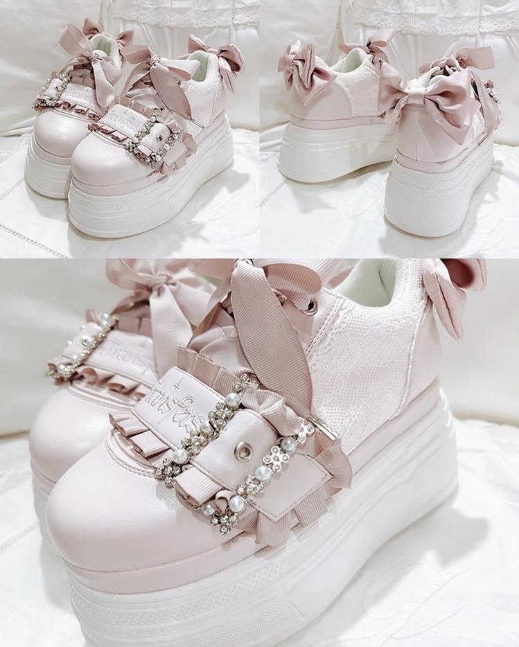 Ryousangata High Platform Shoes, Satin Bow 43688:783018