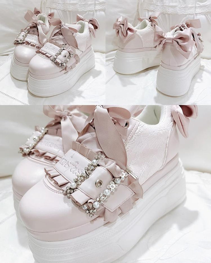 Ryousangata High Platform Shoes, Satin Bow 43688:783018