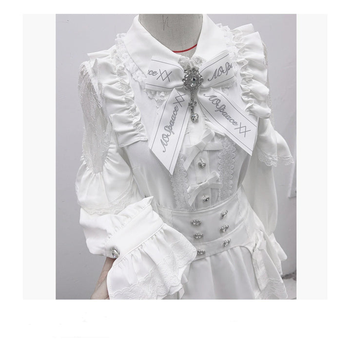 Jirai Kei Blouse Mini Skirt Patchwork Open Shoulder Bi Color Shirt (L M S XL) 34500:463892