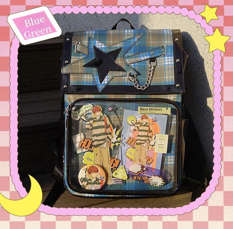 Subculture Ita Bag Plaid Star Large Capacity Ita Backpack 40120:665888