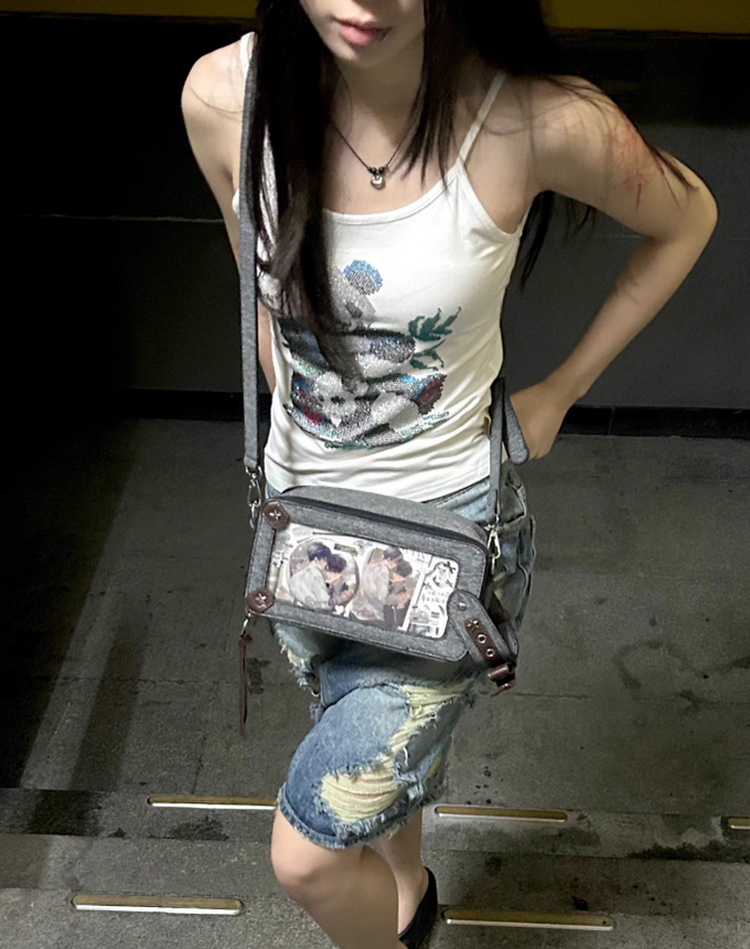 Gyaru Ita Bag Brick-like Crossbody Bag Motorcycle Handle Bag 41756:719602