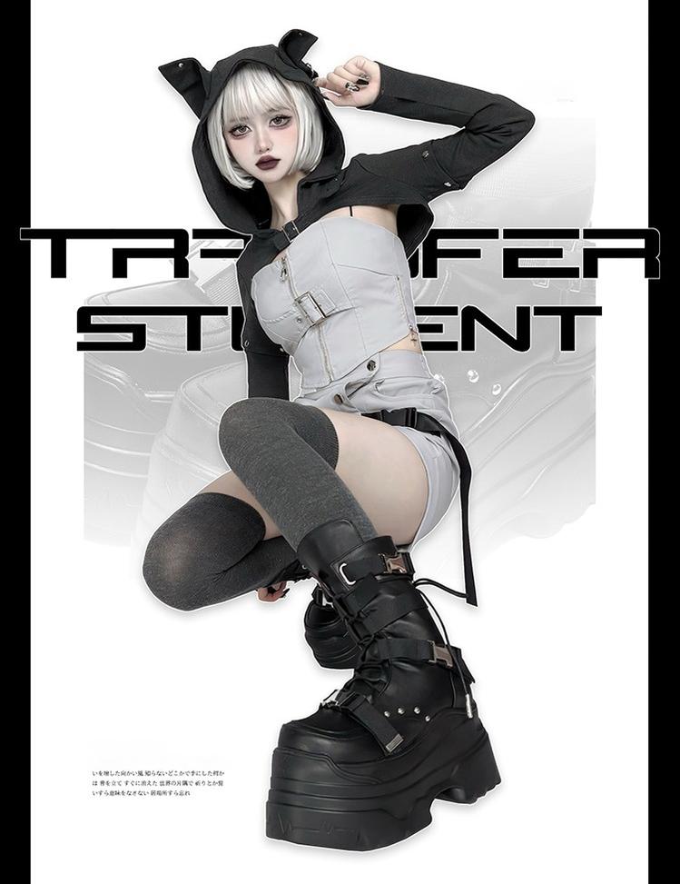 Punk Platform Boots with Mid-calf Length Shaft 42713:753341