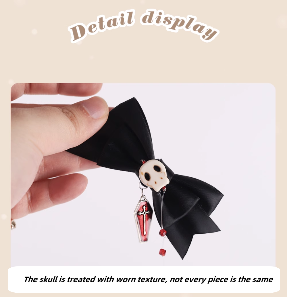 Gothic Lolita Hair Clips Black Bow Lace Hair Accessory 39652:635790