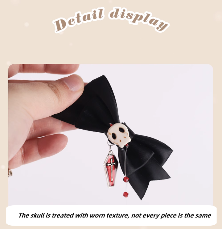 Gothic Lolita Hair Clips Black Bow Lace Hair Accessory 39652:635790