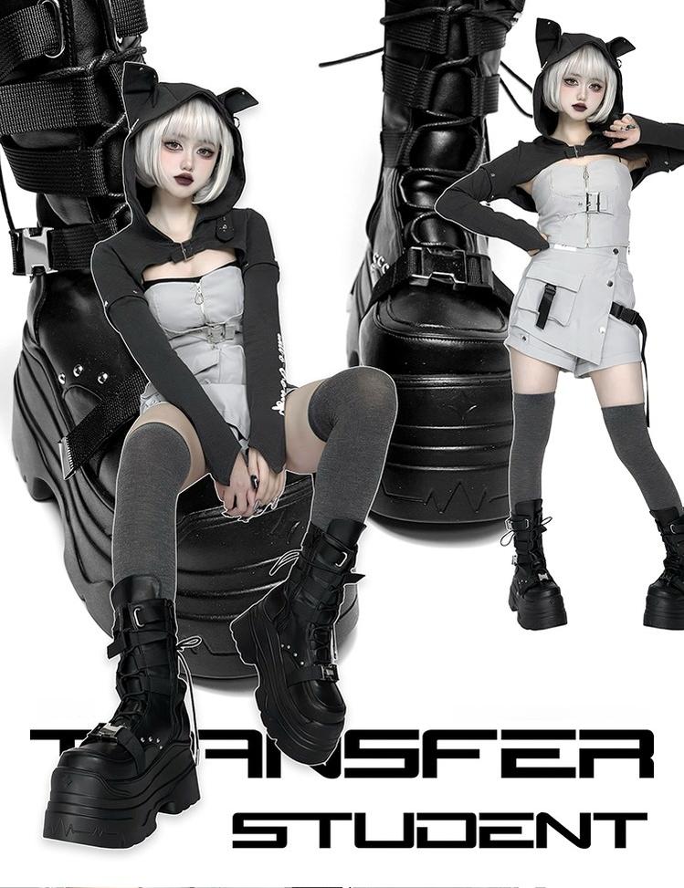 Punk Platform Boots with Mid-calf Length Shaft 42713:753343