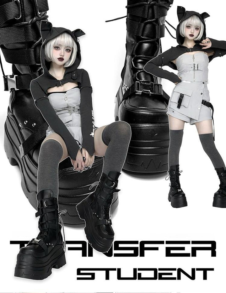Punk Platform Boots with Mid-calf Length Shaft 42713:753343