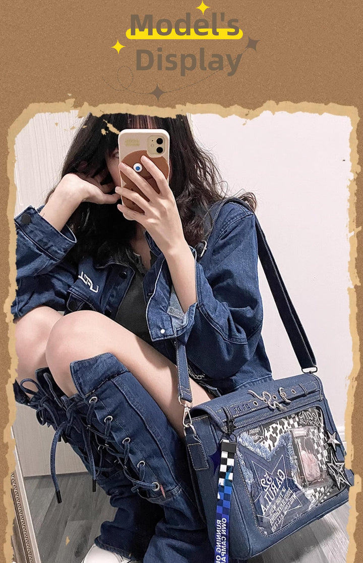 Kawaii Ita Bag Denim Crossbody Bag Large Capacity Handbag 37050:551904