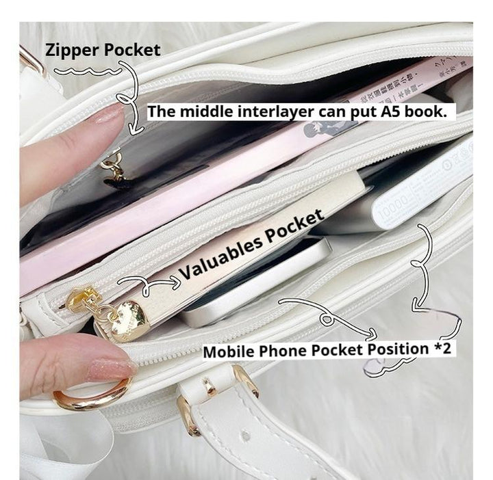 Large Capacity Ita Bag With Window Front & Detachable Ribbon Bow 43229:772401