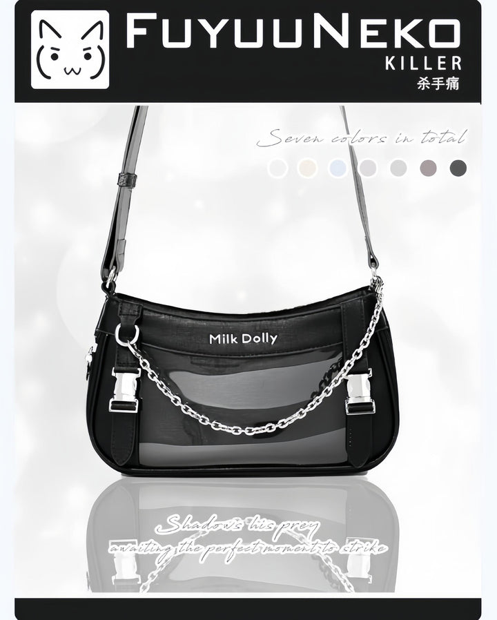 Y2K Style Ita Bag, Clear Window & Detachable Chain 43228:772323