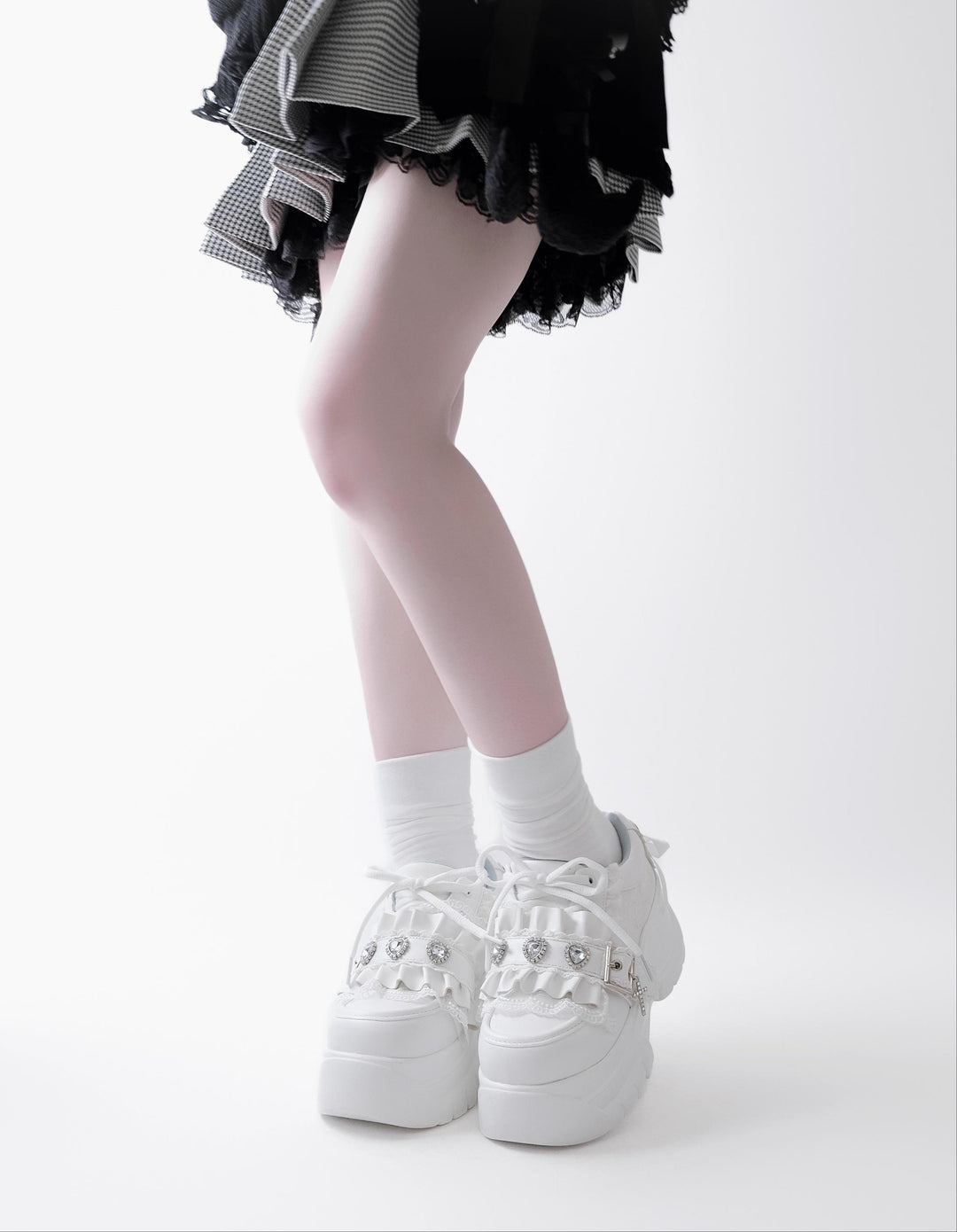 Subculture Platform Shoes, Heart-shaped Rhinestone 43619:781223