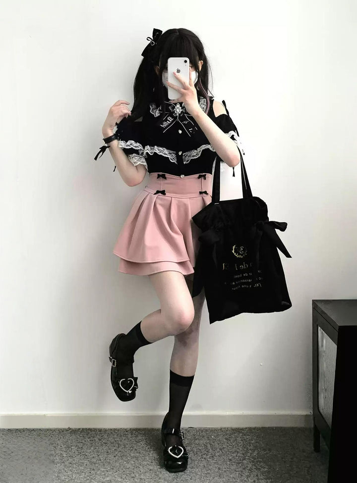 Jirai Kei Skirt Double Layer Puff Skirt with Bow 36770:768932