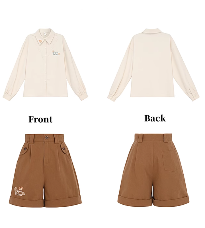 Mori Kei Clothing Set Retro Shirt Academy Vest Casual Shorts 39286:618798