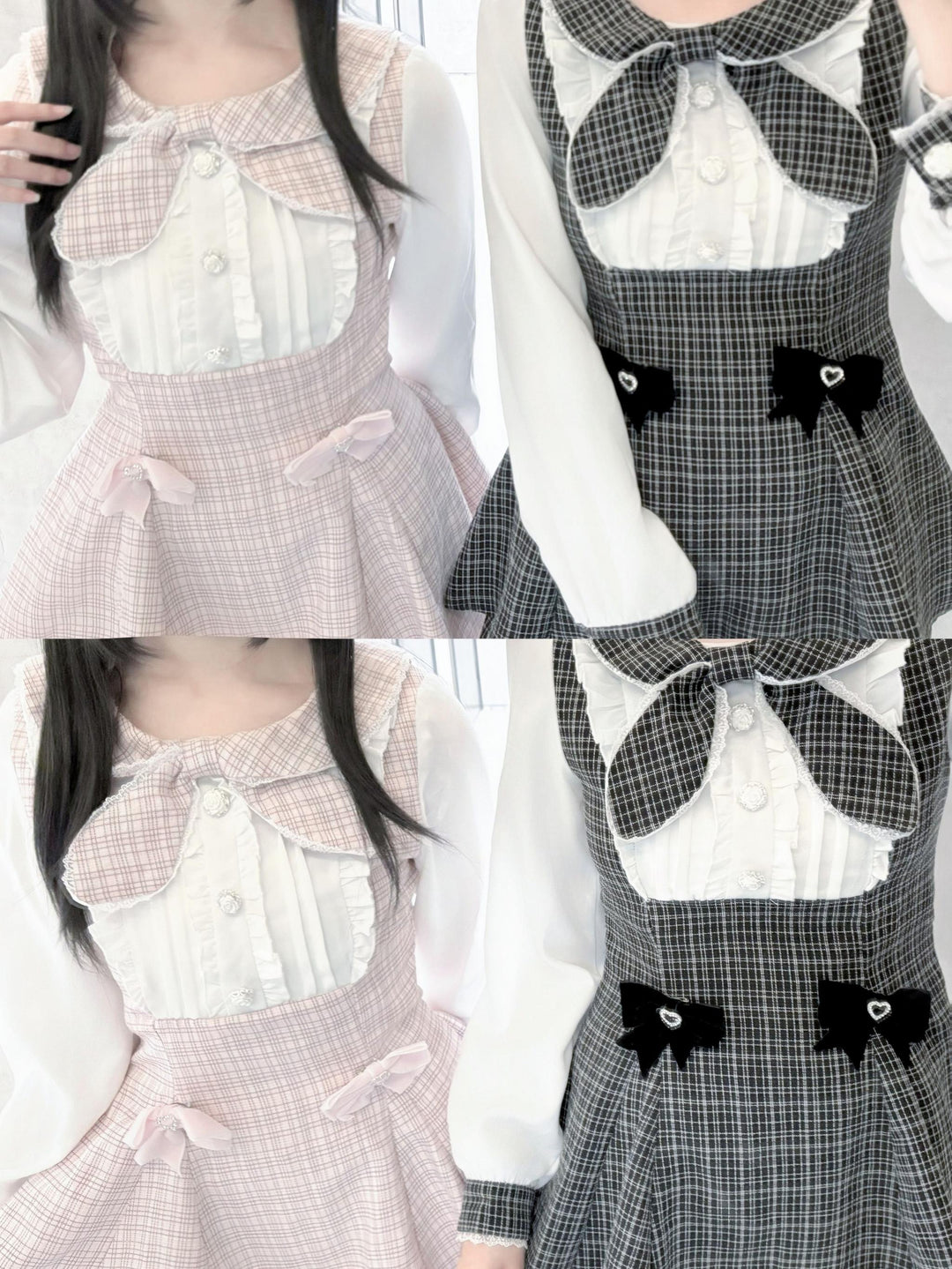 Jirai Kei Set Up Long Sleeve Bow Parisian Chic Dress Shorts 41030:684772