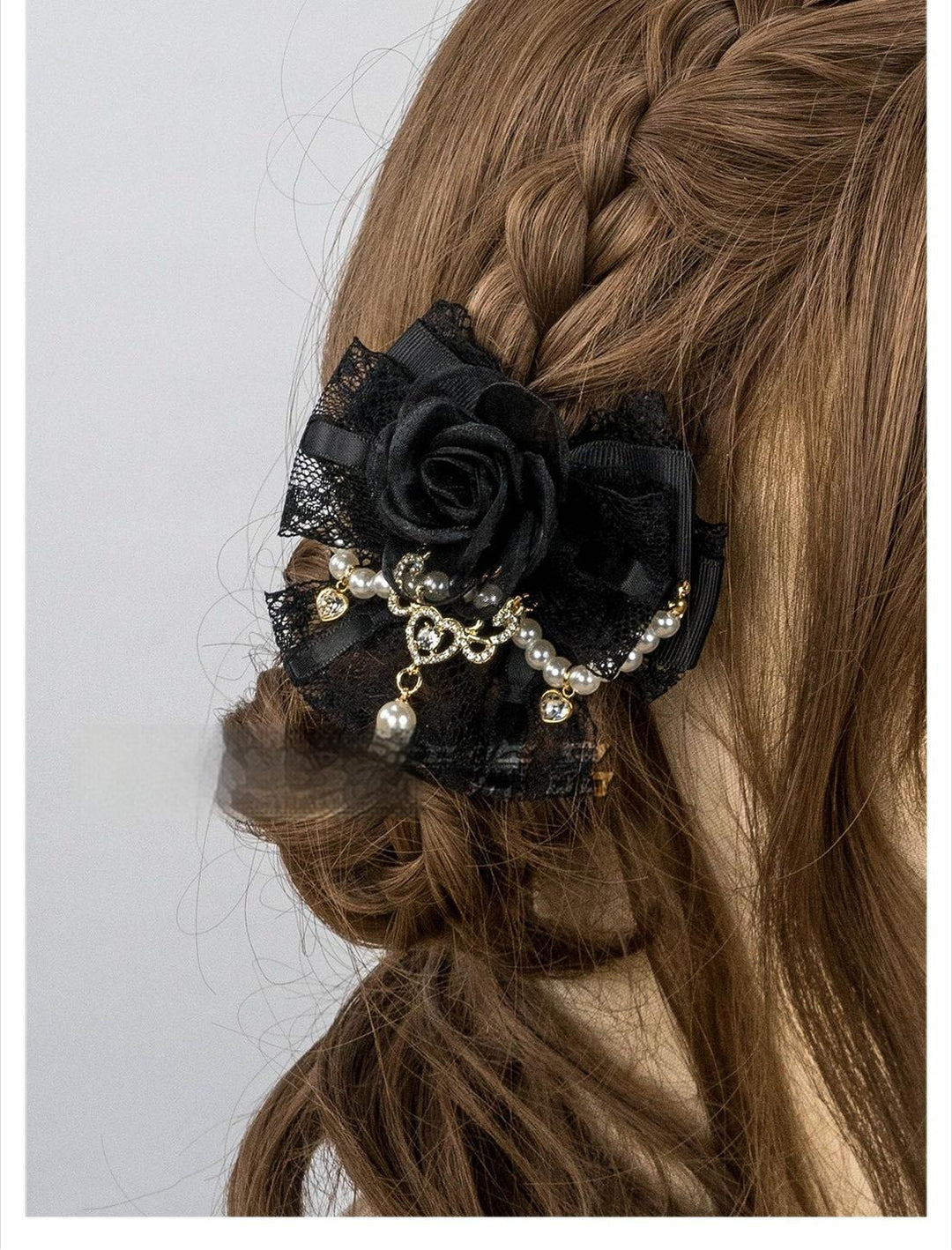 Jirai Kei Hair Clip in Mini & Rose Styles with Pearl Accents 42802:754706