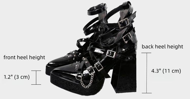 Punk Subculture Heels Shoes, Pointed Toe 44928:828850