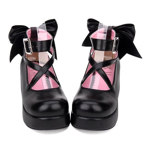 Lolita Platform Shoes Big Bow Round Toe Shoes Multicolor 31644:370302