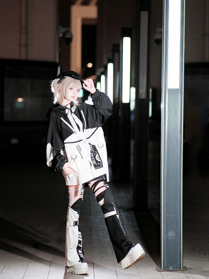 Cyberpunk Outfit, Detachable Jacket and Shorts Set 44424:810156