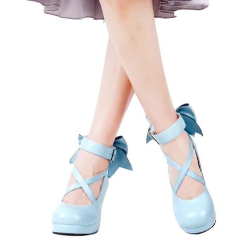 Lolita Shoes High Heel Shoes With Round Toe And Bow Ties Multicolor 31646:369014 31646:369014