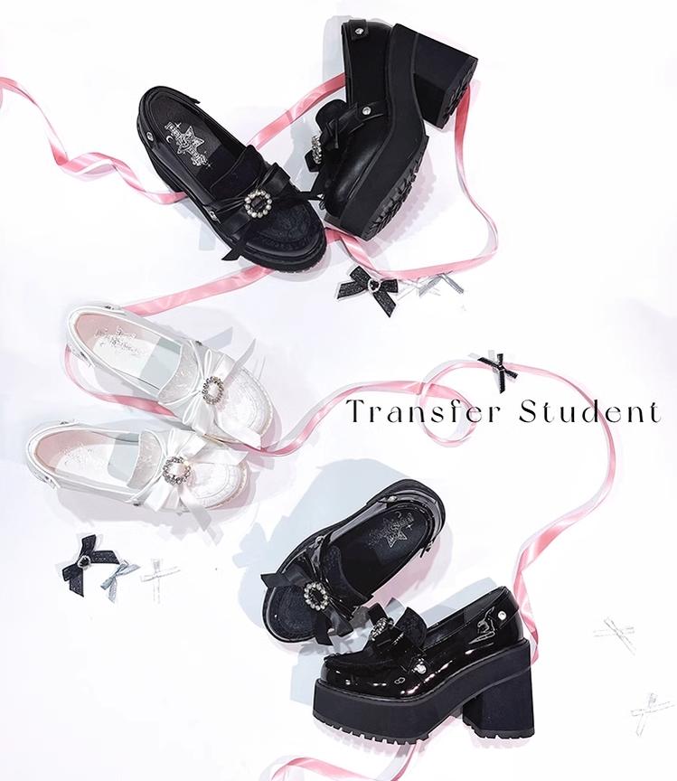 Jirai Kei Shoes Bow Tie Rhinestone Platforms High-heel Shoes 38516:591194