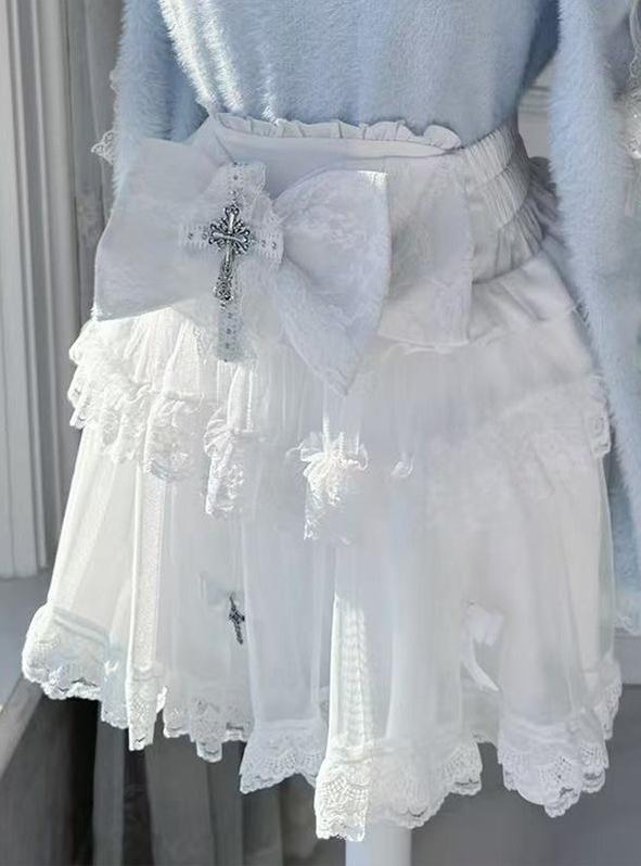 Jirai Kei Cardigan Outfit, High-Waisted Skirt (2XL L M XL) 44566:813803