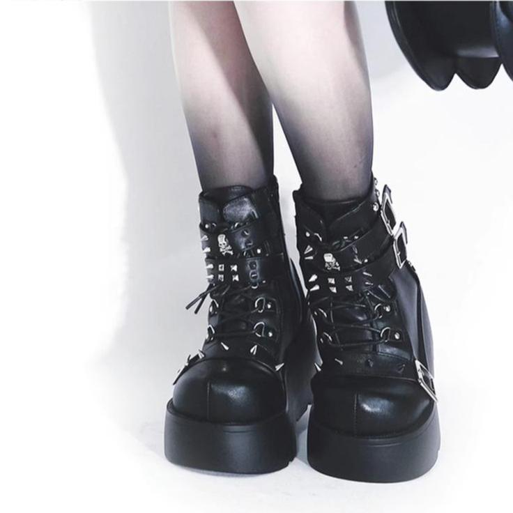 Punk Platform Shoes Gyaru Fashion Combat Boots 29704:369124