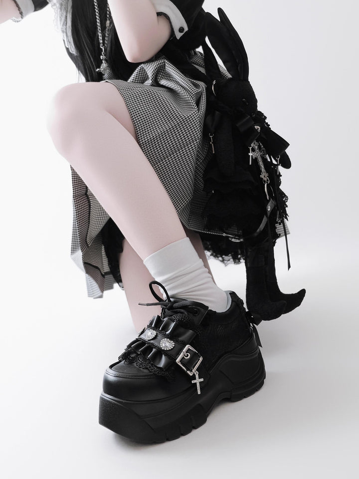 Subculture Platform Shoes, Heart-shaped Rhinestone 43619:781218