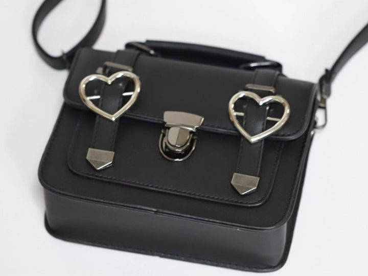 Black Jirai Kei Bag JK Uniforms Bag With Bow And Rhinestone 22512:334194