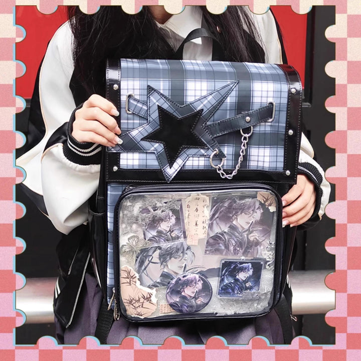 Subculture Ita Bag Plaid Star Large Capacity Ita Backpack 40120:665868