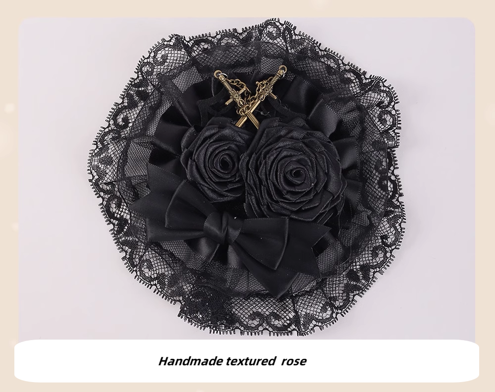 Gothic Lolita Hair Clips Black Bow Lace Hair Accessory 39652:635798