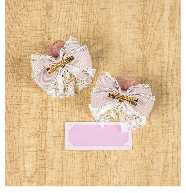 Jirai Kei Hair Clip in Mini & Rose Styles with Pearl Accents 42802:754695